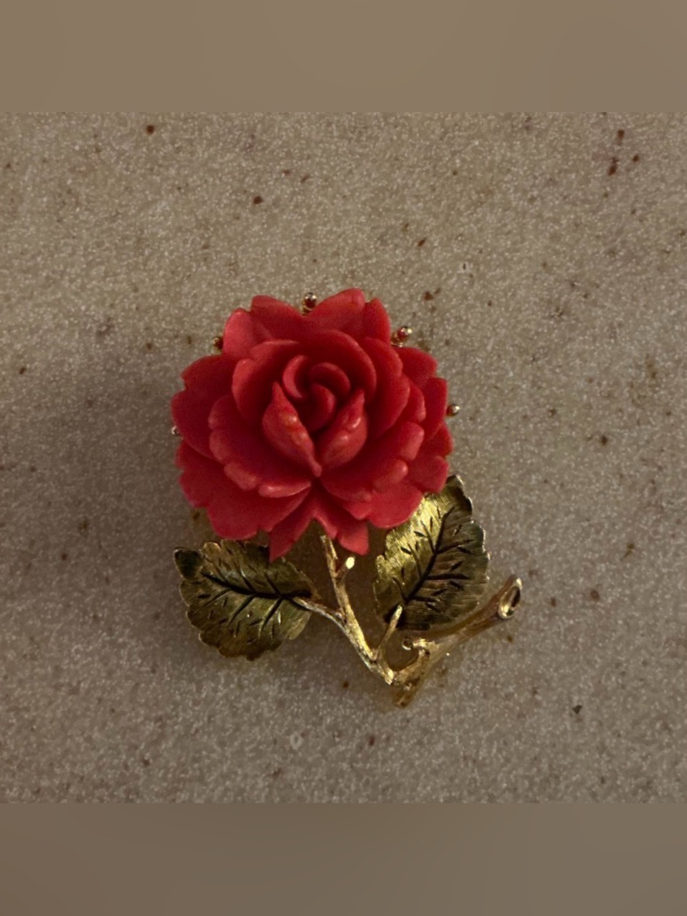 Red Rose Gold-Tone Floral Brooch - Women Jewelry
